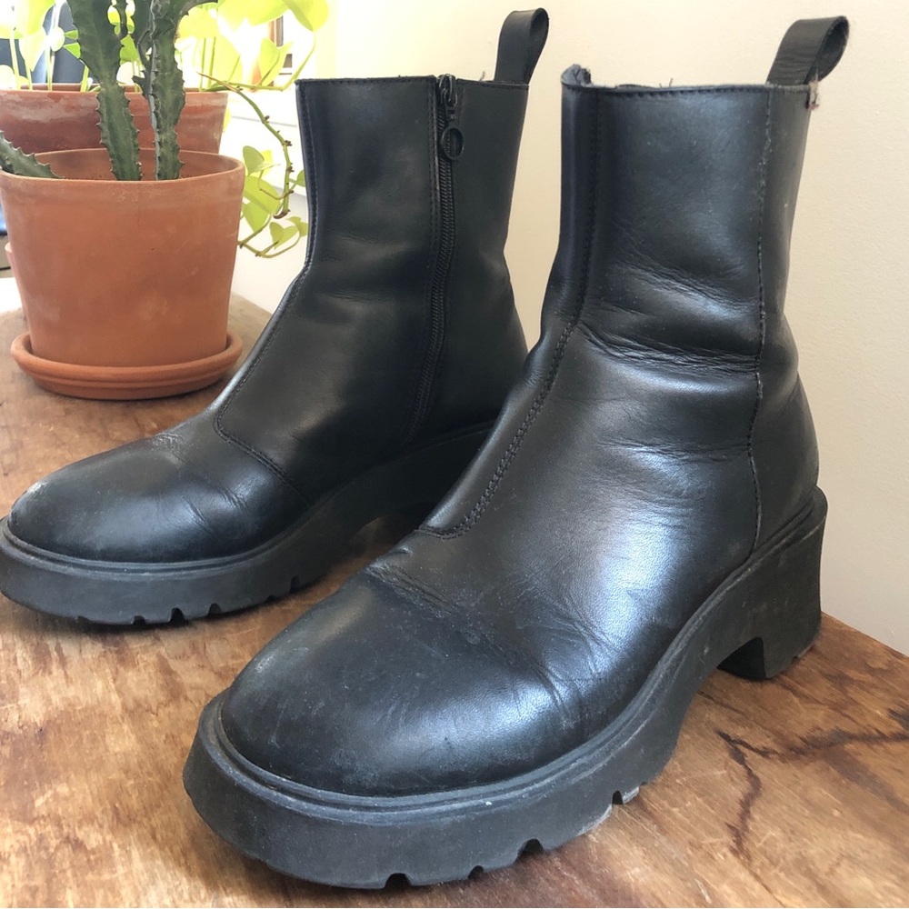 Camper Black Leather “Milah” Goretex Boots with Chunky Sole